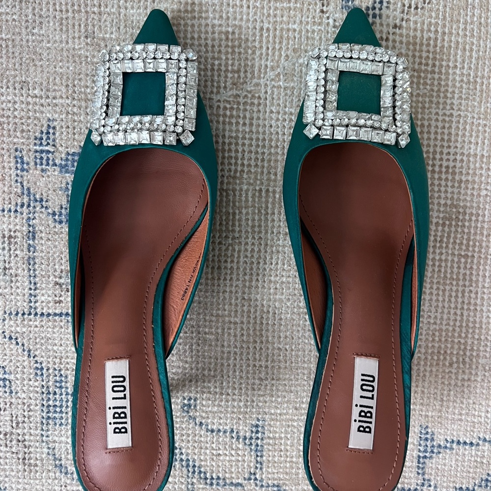 Green Embellished Women's Shoes